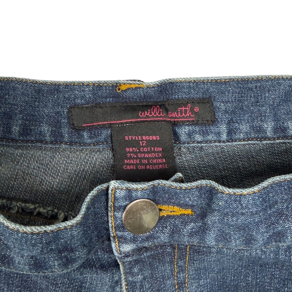 Willi Smith Womens Embellished Jeans Size 12 (32x31½ Fit) Mid-Rise Boot Cut BOHO - Picture 6 of 9
